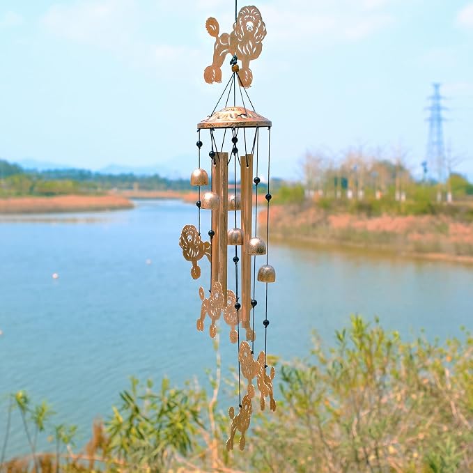 GDNSFIT Poodle Wind Chimes for Outside, Metal Windchimes Outdoors, Poodle Gifts for Women/Men, Memorial/Birthday Gifts, Garden Decor for Outside, Patio or Yard, Durable Chimes for Outdoors