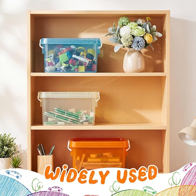 Wenqik 6 Pack Colorful Plastic Storage Bins with Lids 4 Quart Small Storage Latch Box Stackable and Nestable Clear Organizer Bins with Latching Handle and Buckle for Organizing (Pastel)