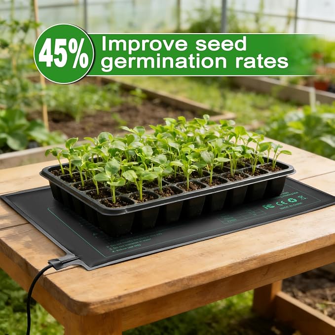 Bestio Seeding Heat Mat 10"x 20.75", 2 Pack Waterproof Durable Heat Mat for Seed Starting, UL and MET Certified Plant Heating Pad for Seed Germination,Hydroponics, Greenhouses