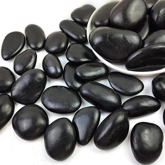 Polished Black River Rocks - 2-3 inch 20LB High Polished Decorative Pebbles, Stones for Landscaping, Natural River Rocks for Outdoor Décor, Plants,Vase Filler,Fish Tank