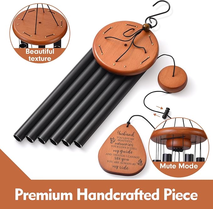 AMBOBE Memorial Gifts for Loss of Husband, 32" Wind Chimes for Loss of Husband Sympathy Gift, Grief/Bereavement Gifts for Loss of Husband, Windchimes in Memory of Husband