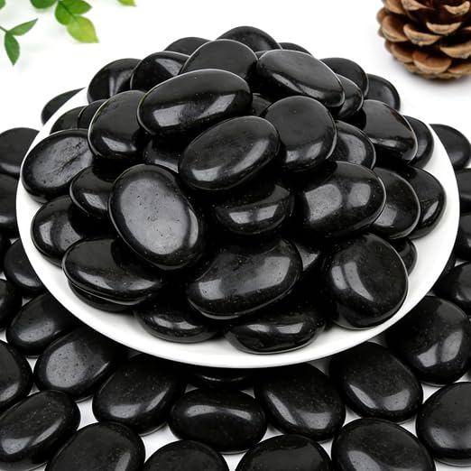 12 lbs Black River Rocks for Landscaping, 2-3 Inch Polished Pebbles for Garden, Decorative Stones for Plants, Succulents, Aquarium, Fish Tank, Outdoor Yard Walkways & Paving