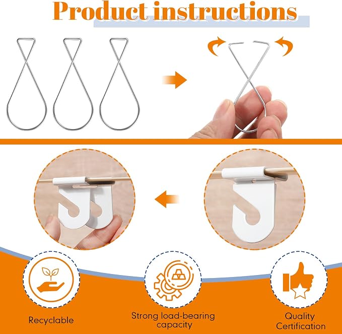 Vicenpal 200 Pcs Drop Ceiling Hooks Bulk for Classrooms Offices Hanging Set, 100 Pairs Right and Left 100 Pcs Clips for Tile Decorations, Metal Suspended T Bar Hooks for School Plants