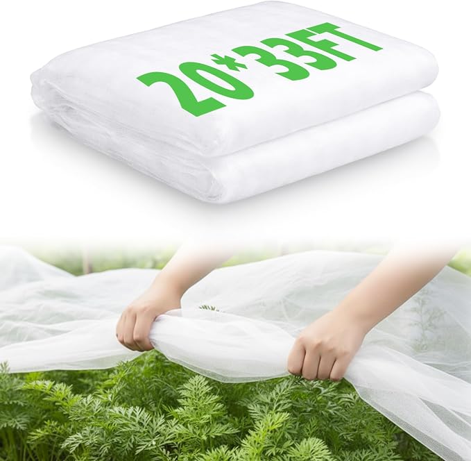 Garden Insect Netting for Raised Beds Extra Large Fruits Tree Netting Pest Barrier White Ultra Fine Mesh Row Bed Covers Net for Vegetable Fruit Protection from Insect Bird Animals(20 x 33 ft)