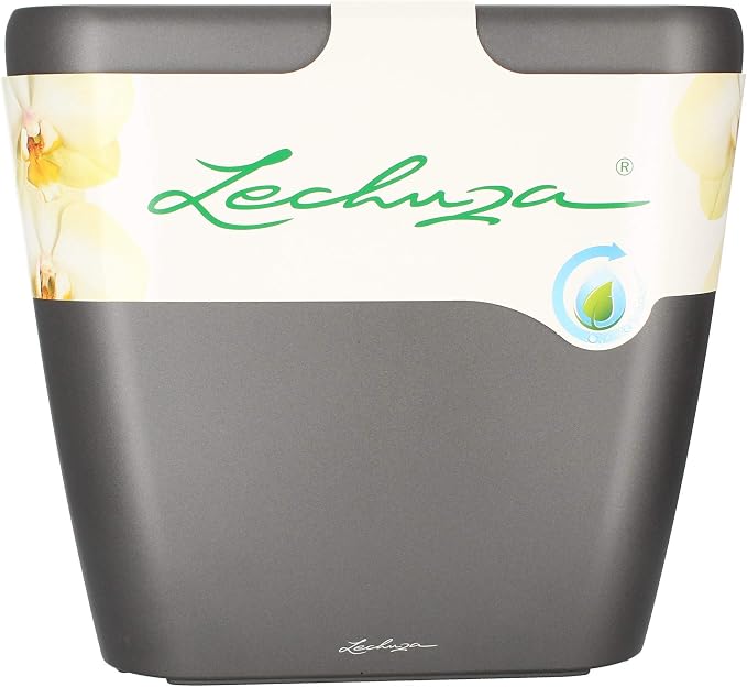 Lechuza Quadro LS 43 Charcoal Metallic, Self-Watering Square Planter, H15.4 L16.9 W16.9 in