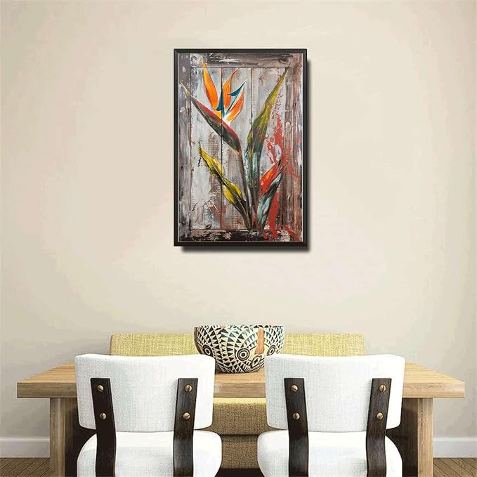 Metal Sign Tin Sign Vintage Shabby Chic Bird of Paradise Tin Sign for Bohemian Interiors Cottage Charm and Nature Inspired Sp Funny Bathroom Decor for Home Decor 12×16 Inches with Metal Frame