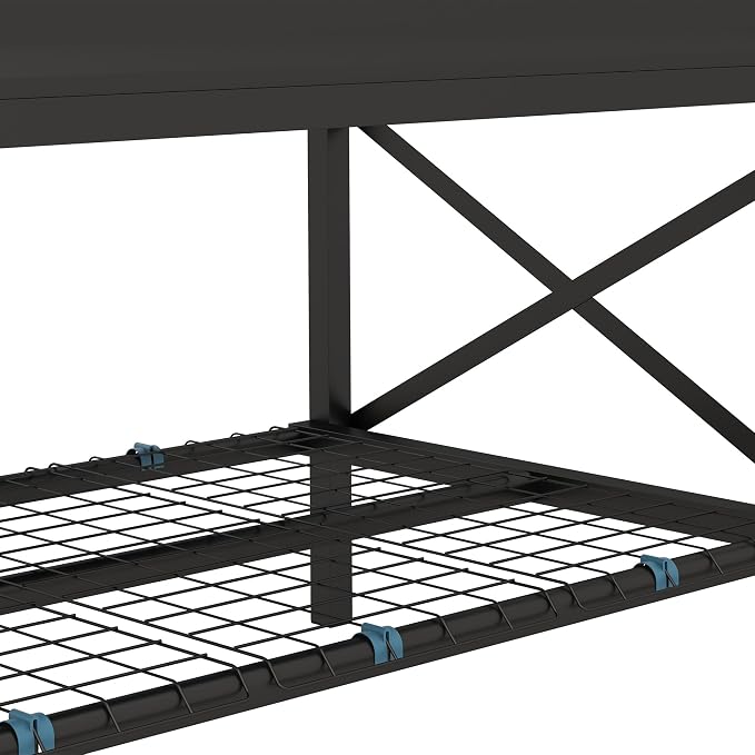 Outsunny Raised Garden Bed with Galvanized Steel Frame, Storage Shelf and Bed Liner, Elevated Planter Box with Legs for Vegetables, Flowers, Herbs, Black
