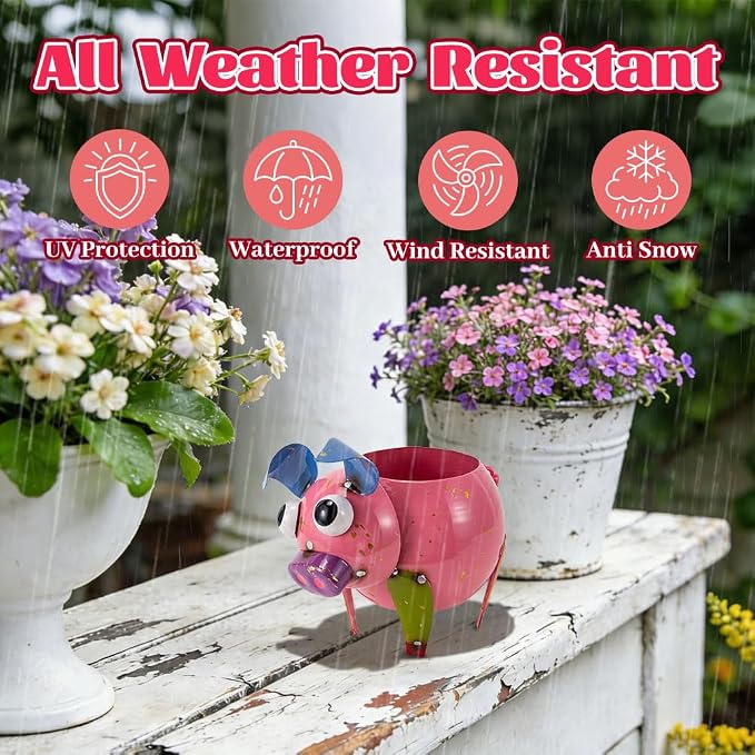 Oak & Lore Outdoor Metal Pig Garden Statues, Whimsical Farm Animal Garden Sculptures & Statues for Patio, Lawn & Backyard Decor