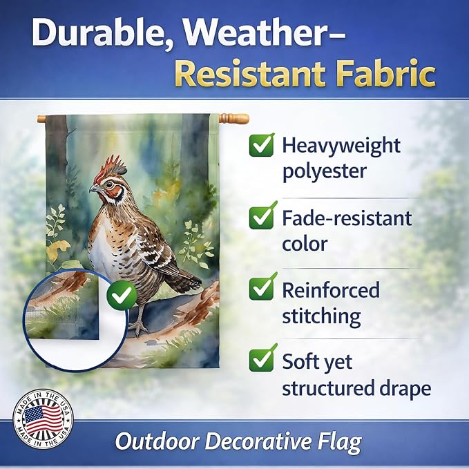 Caroline's Treasures Pennsylvania Ruffed Grouse House Flag Large Porch Sleeve Pole Decorative Outside Yard Banner Artwork Wall Hanging, Polyester, House Size, Multicolor