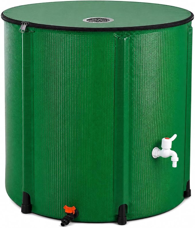 Collapsible Rain Barrel, 200 Gallon Portable Rainwater Collection System, Water Storage Tank, Rain Catcher Barrel with Spigots and Overflow Kit, Rain Water Barrel Collector for Garden, Green