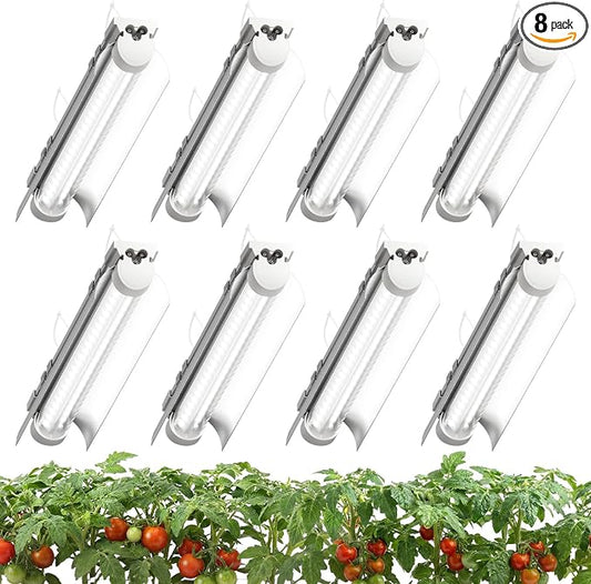 8 Pack LED Grow Light 1FT, 5000K Full Spectrum, 120W (8 x 15W), Linkable Growing Lamp Fixture, T8 Grow Lights for Indoor Plants, Seed Starting, Vegetables, White