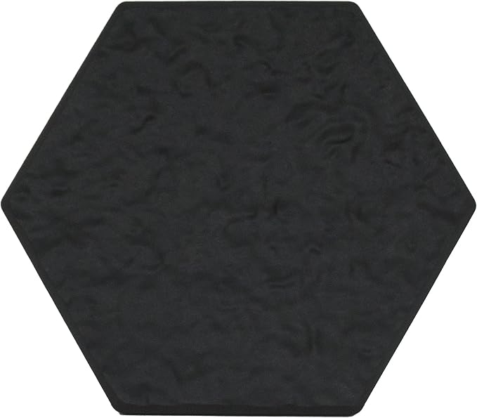 TierraVerde 10-Pack 15”x13” Stomp Rubber Stepping Stones, Hexagon, Black – Reversible Non-Slip Outdoor Faux Decorative Set for Landscaping – DIY Decor for Walkways & Yard Pathways