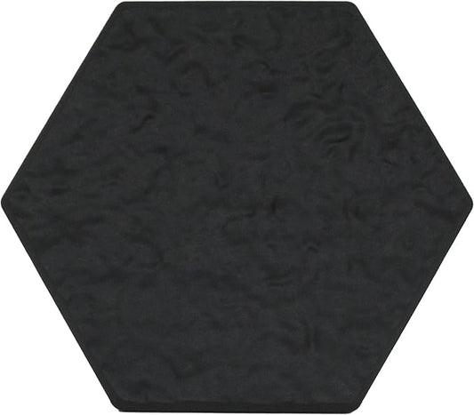 TierraVerde 10-Pack 15”x13” Stomp Rubber Stepping Stones, Hexagon, Black – Reversible Non-Slip Outdoor Faux Decorative Set for Landscaping – DIY Decor for Walkways & Yard Pathways