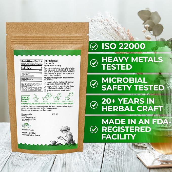4 oz. Hops Herb Dried Tea Hops Flowers Herbal (Humulus Lupulus L.) - 113 Gramm Herb Tea Lupulo Entero