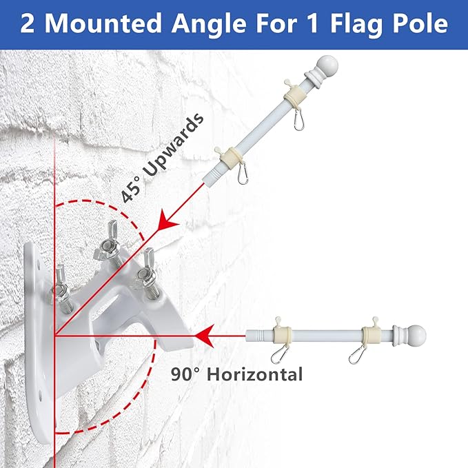 White Flag Pole for House with Holder Bracket,5-6ft Tangle Free Flag Poles for Outside House,Heavy Duty House Flag Pole Kit for 3x5 American Flags, Metal Flagpoles Residential for Outdoor Porch Garage