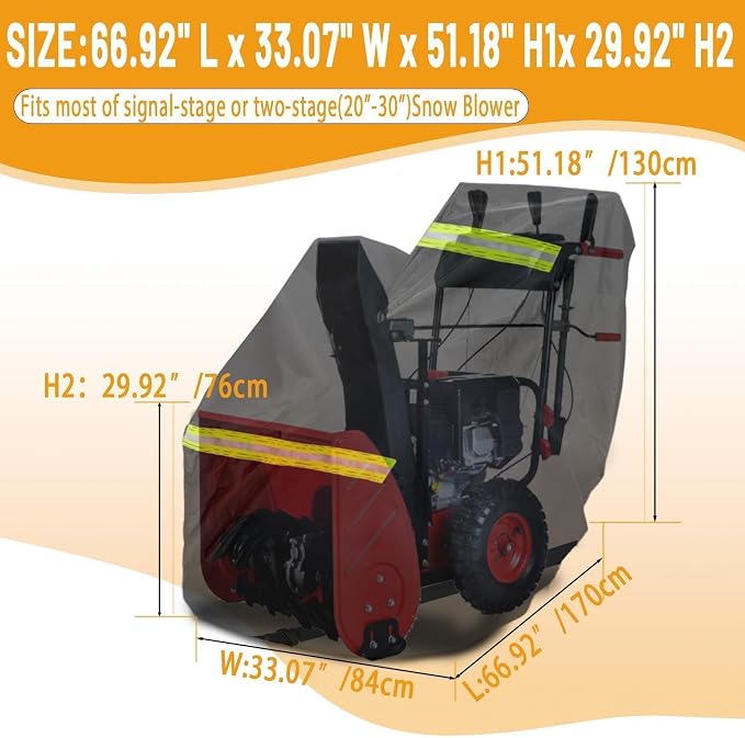 Chikia 600D 24-32 inch Snowblower Cover, 2-3 Snow blower Compatible with Toro,Ariens,EGO,C ubCadet,Troy-Bilt,Craftsman Ryobi Waterproof Outdoor with Windproof strap,Two Vents