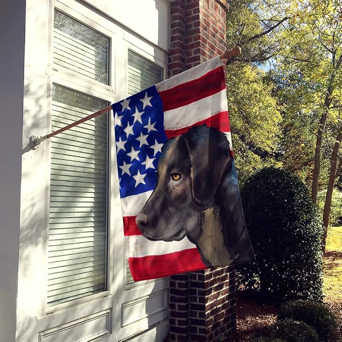 Caroline's Treasures CK6476CHF Portuguese Cattle Dog American Flag House Flag Large Porch Sleeve Pole Decorative Outside Yard Banner Artwork Wall Hanging, Polyester, House Size, Multicolor