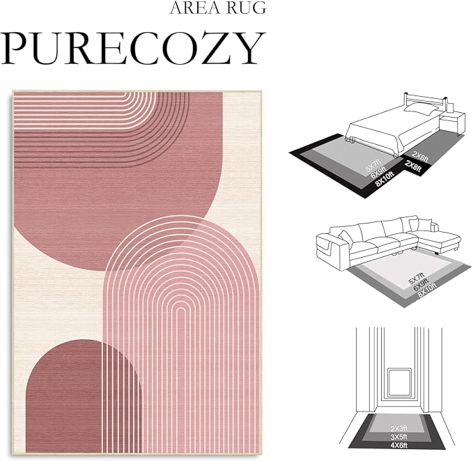 Boho Rug 2x3 for Entryway Bohemian Rugs Machine Washable Modern Geometric Non Slip Printed Low Pile Indoor Door Mat Floor Carpet for Bedroom Bathroom Kitchen Laundry,Pink