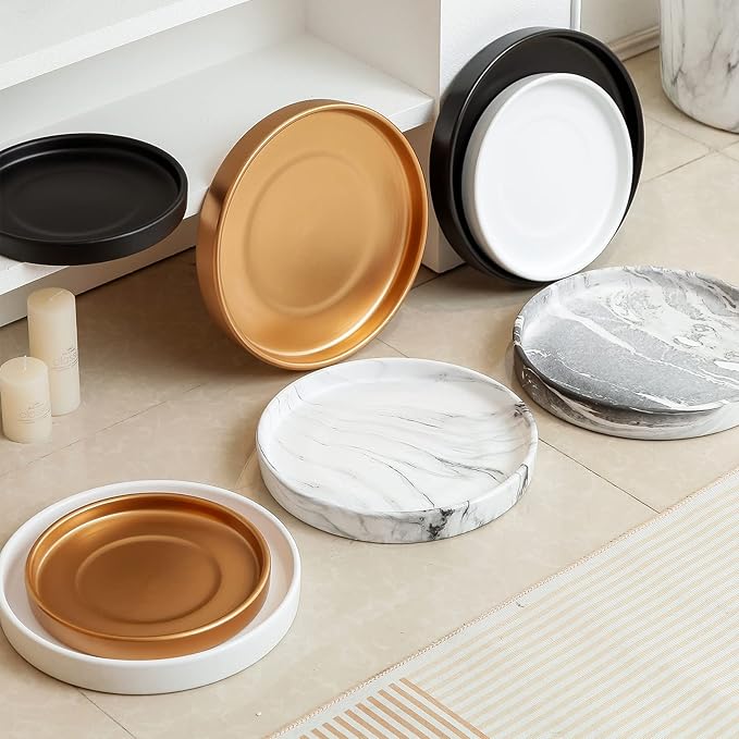 12 Inch Ceramic Saucer - Ceramic Drainage Tray for Plant Pot (Matte Gold)