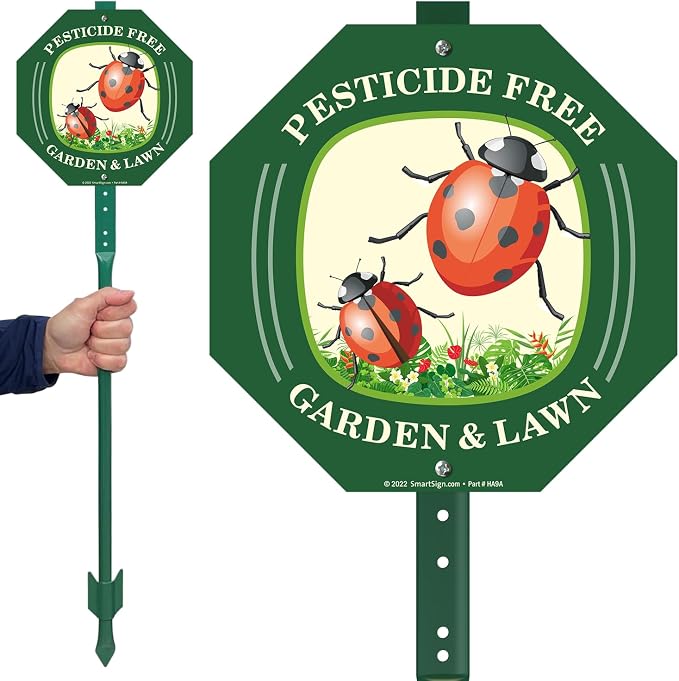 SmartSign 10 x 10 inch Pesticide Free Garden And Lawn Sign & Stake Kit, 40 mil Laminated Rustproof Aluminum, 3 foot Stake, Set of 1, For Yard
