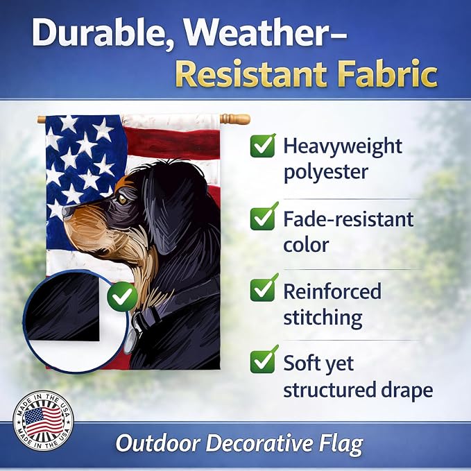 Caroline's Treasures CK6744CHF Transylvanian Hound American Flag House Flag Large Porch Sleeve Pole Decorative Outside Yard Banner Artwork Wall Hanging, Polyester, House Size, Multicolor