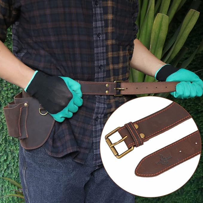 Leather Florists Tool Belt Bag,3 Pockets,Adjustable Gardeners Waist Holster | Fit 34-40 Inches Waist, Lightweight, Heavy Duty, Versatile For Woodworking Outdoor Transplanting Trimming DIY, Gift for Him