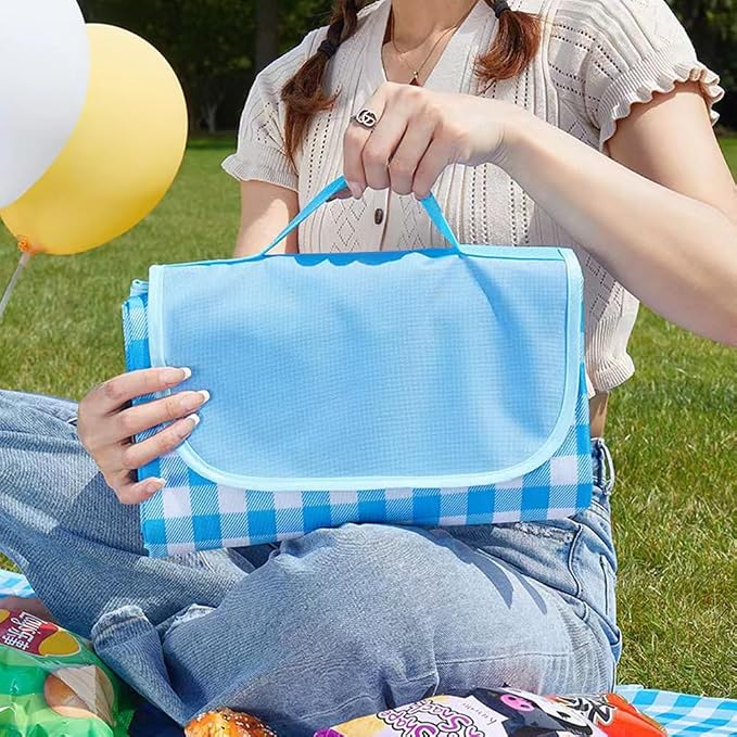 LRUUIDDE Extra Large Picnic Blanket Beach Blankets, Outdoor Foldable Waterproof Sand Mat for Beach Camping Hiking Travel Family Concerts Grass Park Music Festival Lawn Mats (Blue, 80x80inch)