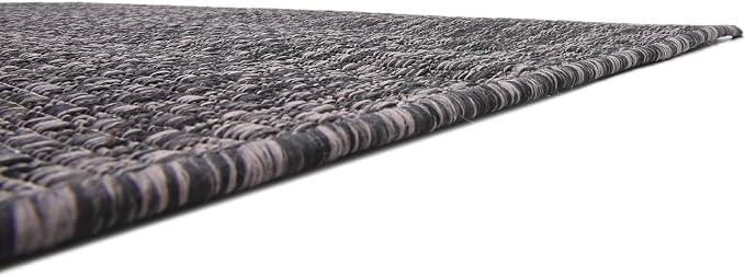 Unique Loom Collection Casual Transitional Solid Heathered Indoor/Outdoor Flatweave Area Rug (4' 1" x 6' 1" Rectangle, Black/Ivory)