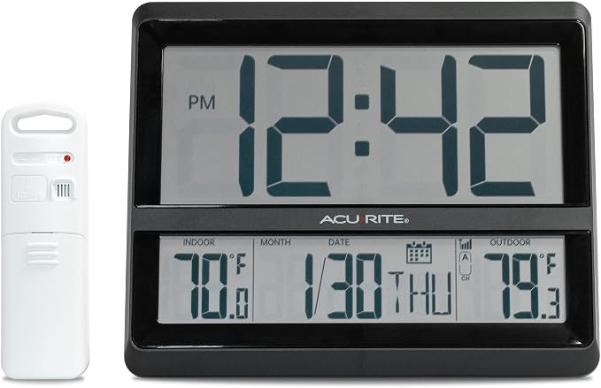 AcuRite Digital Clock, Digital Clock + Outdoor Temperature
