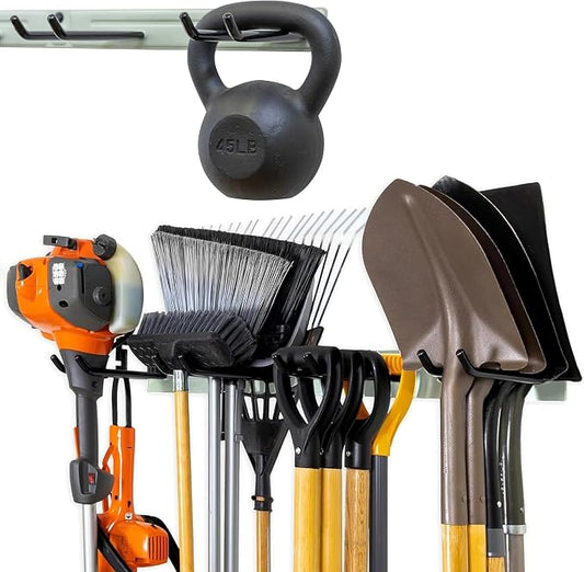 StoreYourBoard 36" Garage Tool Organizer Wall Mount | Garden Tool Organizer System | Heavy Duty Garden Tool Storage Rack for Yard Tools Rakes Shovels 250lbs Garage Organization | 4 PVC Coated Hooks
