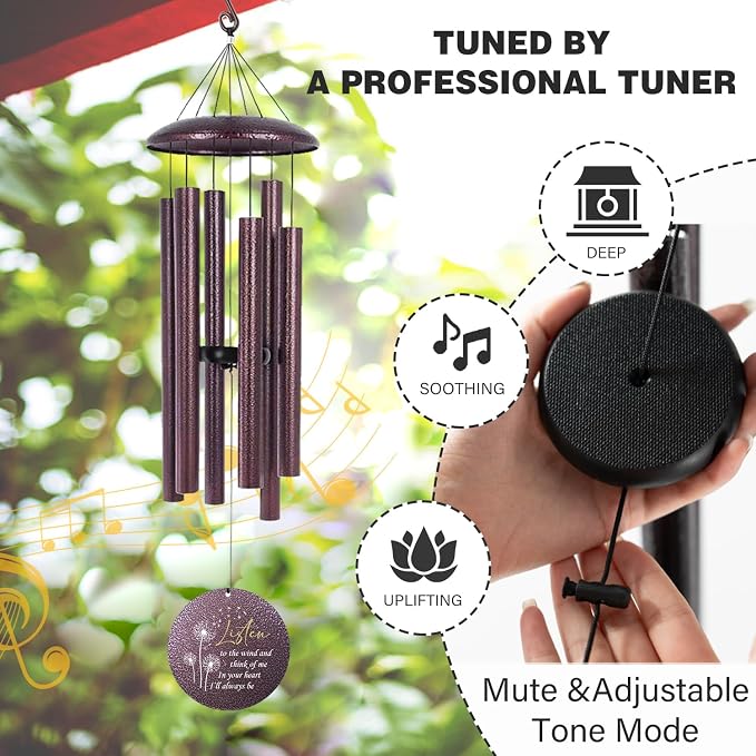 ASTARIN Personalized Memorial Wind Chime for Loss of Loved One 30/36/42 inch, Sympathy Deep Tone Wind Chimes for Mom Dad/Mother Father, Remembrance Gifts for Grief Condolence Funeral Made in Texas