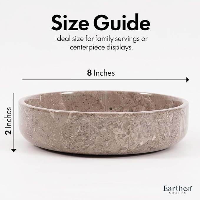 Marble Decorative Bowl 8" Inches Oceanic Handmade Large Fruits Holder for Kitchen Counter Serving, Modern key Bowl, Fruit Dish & Fruit Storage