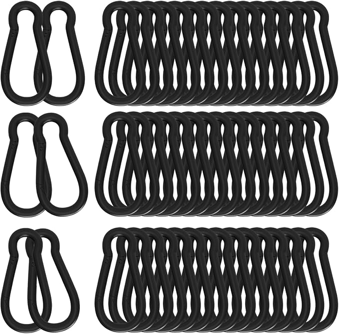 Heavy-Duty Carabiner Clip 1.57"–5.5", Black/Silver Spring Snap Hook, Quick Link Keychain Clip for Keys, Swing Set, Camping, Fishing, Hiking & Traveling (120–1350 lbs)
