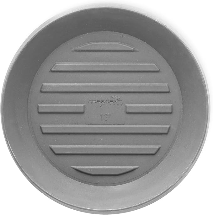 Crescent Garden Universal Round Planter Saucer – Heavy-Duty Drainage Tray for Indoor & Outdoor Use – Fits Pots with 11" Base (15" Total Outer Diameter) - Ash Grey