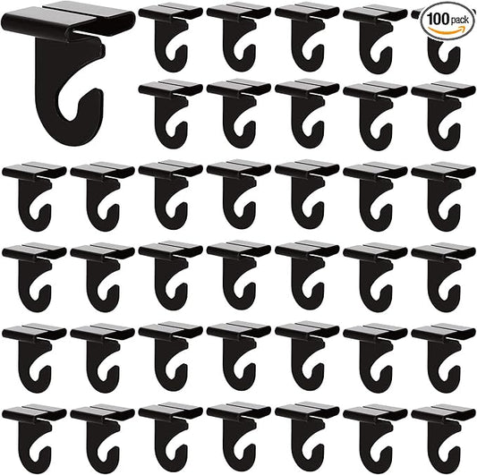 100 Pieces Metal Drop Ceiling Hooks, Right and Left Black Ceiling Hooks T-Bar Track Clip for Hanging Plants & Decorations, 20lbs Capacity Suspended Ceiling Hanger for Classrooms Offices