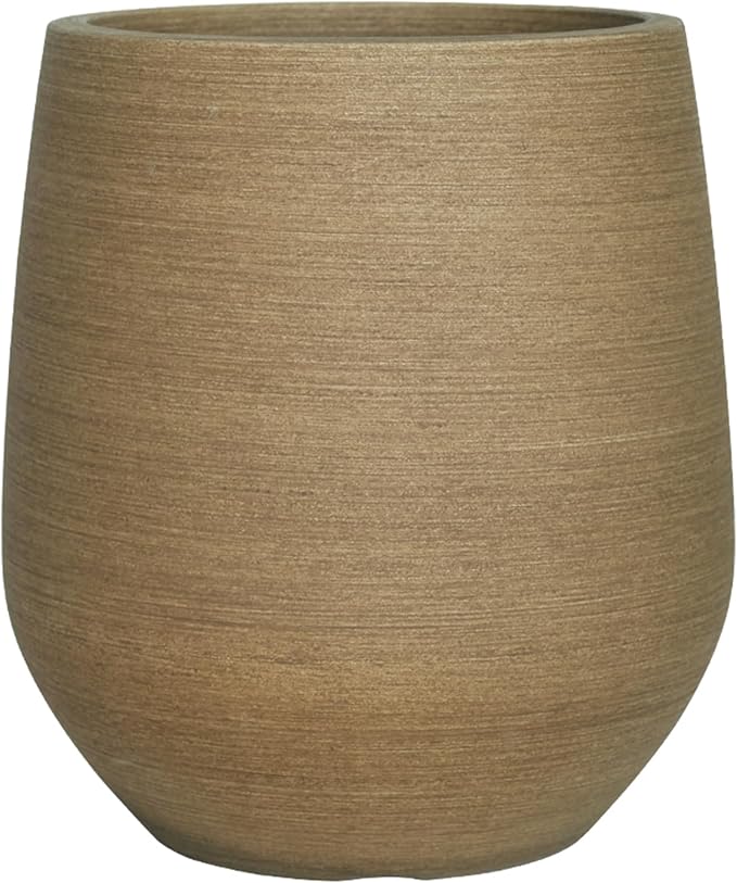 11.8" H Plastic Tall Planters for Outdoor Plants, Modern Round Tapered Flower Pot for Outdoor and Indoor Plants, Large Plant Pot with Drainage Holes and Plug for Home Garden Patio, Wood-Like