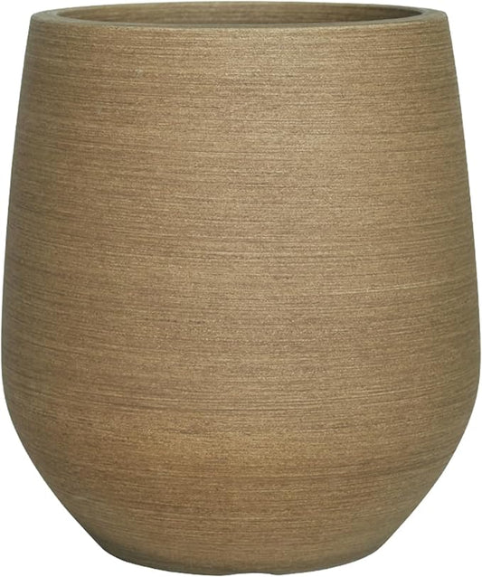 11.8" H Plastic Tall Planters for Outdoor Plants, Modern Round Tapered Flower Pot for Outdoor and Indoor Plants, Large Plant Pot with Drainage Holes and Plug for Home Garden Patio, Wood-Like