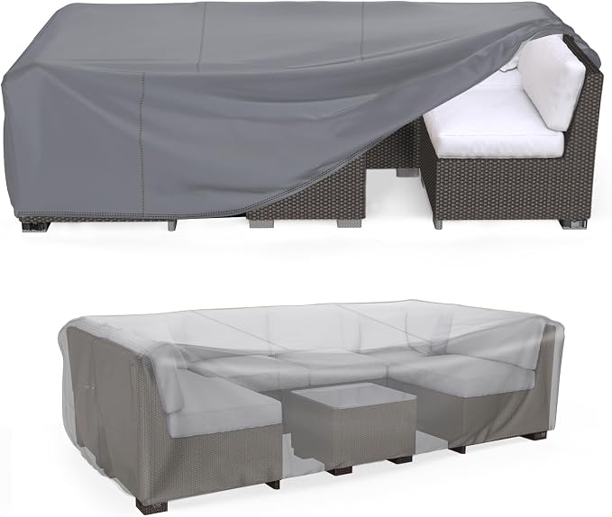 Mrrihand Heavy Duty Patio Furniture Covers, Outdoor Furniture Covers Waterproof Sectional Sofa Set, Patio Table and Chair Set Cover 62" L×42" W×28" H,Grey