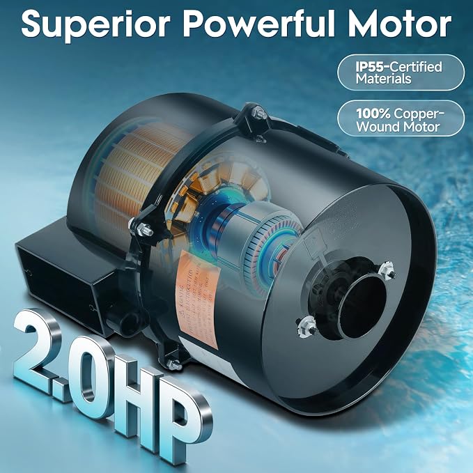 6320241 Silencer Spa Blower 2HP 240 Volt 4.6 Amp 2 Years Warranty | Replacement for Air Supply, Direct 2 Inch Plumbing System, Quiet & Shock-Absorbing Design, for Pool Hot Tub & Spa 8-12 jets