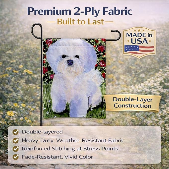 Caroline's Treasures SS8914GF Bichon Frise Garden Flag Mailbox Flag Decorative Yard Flag Banner Outside Patio Artwork Yard Flower Beds, Garden Size, Multicolor