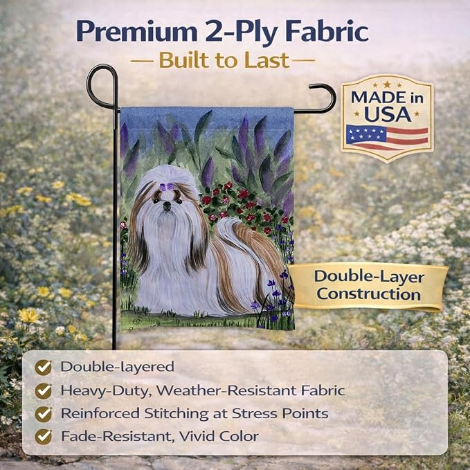 Caroline's Treasures SS8034GF Shih Tzu Garden Flag Mailbox Flag Decorative Yard Flag Banner Outside Patio Artwork Yard Flower Beds, Garden Size, Multicolor
