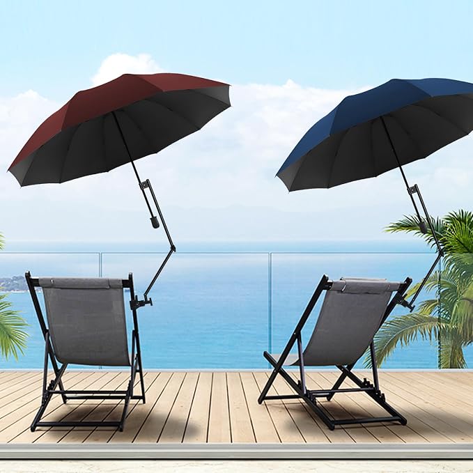 XLINGZA UPF 50+ Beach Umbrella with Adjustable Universal Clamp