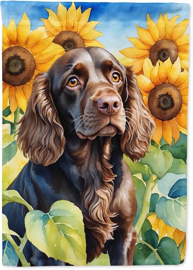 Caroline's Treasures DAC6039GF Boykin Spaniel in Sunflowers Garden Flag Mailbox Flag Decorative Yard Flag Banner Outside Patio Artwork Yard Flower Beds, Garden Size, Multicolor
