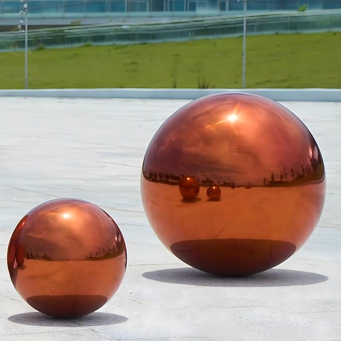 Stainless Steel Gazing Globe Mirror Ball, Decorative Gazing Balls for Garden, Reflective Smooth Garden Ball Sphere for Outdoor Yard Decoration (Orange, Dia: 14 inch)