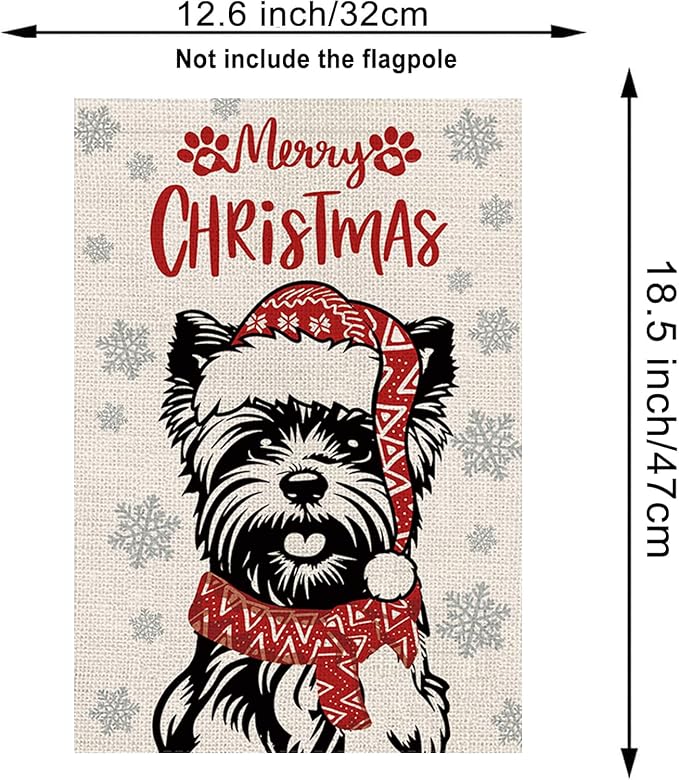 Seasonal Garden Flags Yorkie Double Sided Flags Set of 11 Holiday Farmhouse Indoor Outdoor Yard Lawn Christmas Gifts Decorations 12.5x18 Inch