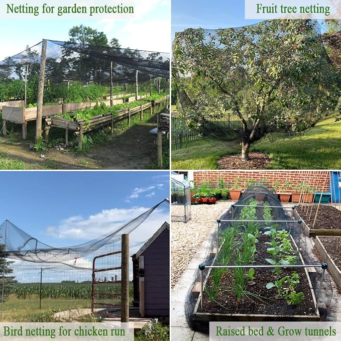 Bird Netting 50X50 FT, 1" Mesh, Strong Woven Garden Netting for Plants, Fruit Trees, Blueberry Bushes, Vegetables, Strawberry Protection, Against Bird, Deer, Squirres, Chicken, Small Animals