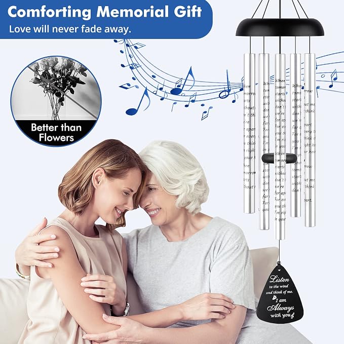 Sympathy Gift Wind Chimes for Outside - 36'' Large Memorial Wind Chimes for Loss of Loved One, Bereavement Gifts Windchimes in Memory of Loved One, Mother/Mom/Father, Condolence Remembrance Deep Tone