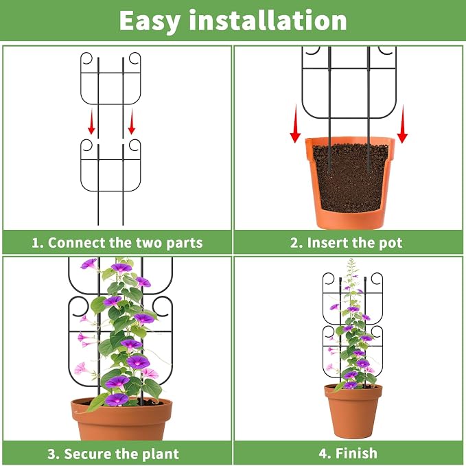 2 Pack Trellis for Climbing Plants Indoor, Expandable Small Metal Trellis for Potted Plants, Flowers Vine Ivy, Sturdy Houseplant Pothos Plant Climber Support