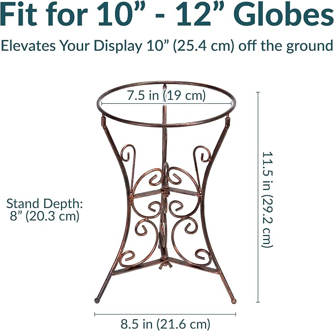 Sunnydaze Gazing Ball Stand with Scroll Design, 11.5-Inch, Bronze, Set of 6 | Steel Garden Globe Stand for 10-12-Inch Gazing Balls, Patio, Deck, Sunroom, or Backyard Decoration Accessory