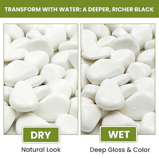 1-2 Inch White River Rocks, 18LB Polished Natural Decorative Pebbles for Indoor Plants, Planters, Vase Fillers, Fish Tank Rocks, Aquarium Decor, Garden Landscaping & Outdoor DIY